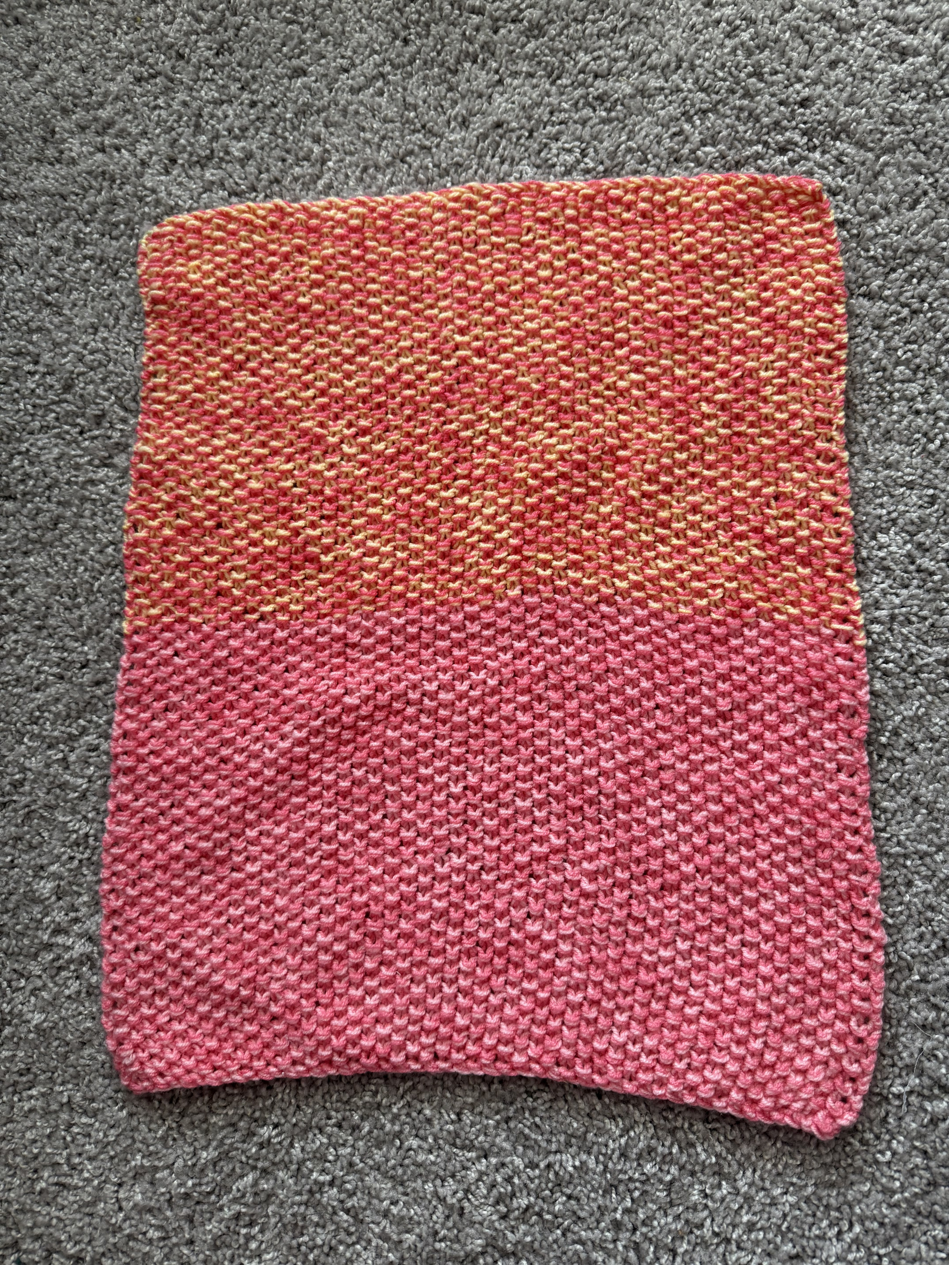 Knit Pink to Yellow Ombre Baby Blanket